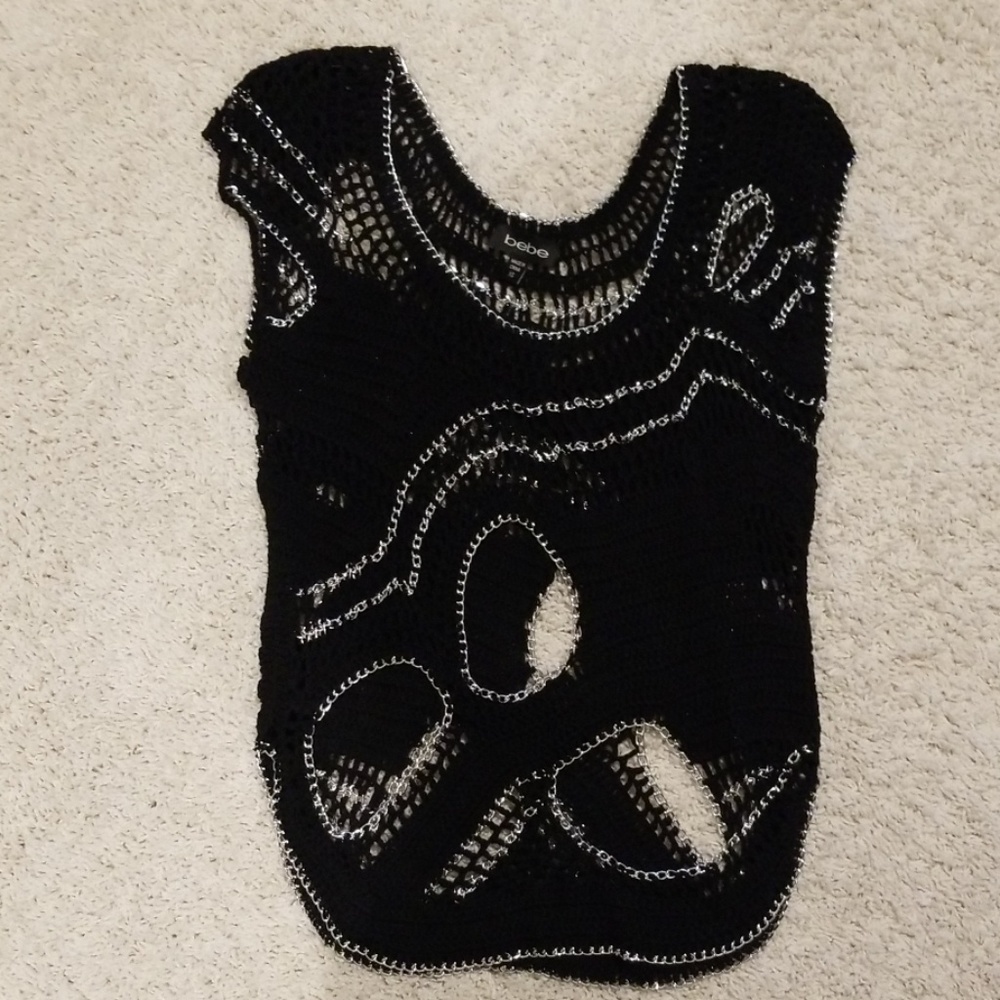 Black Crochet and Chain Top